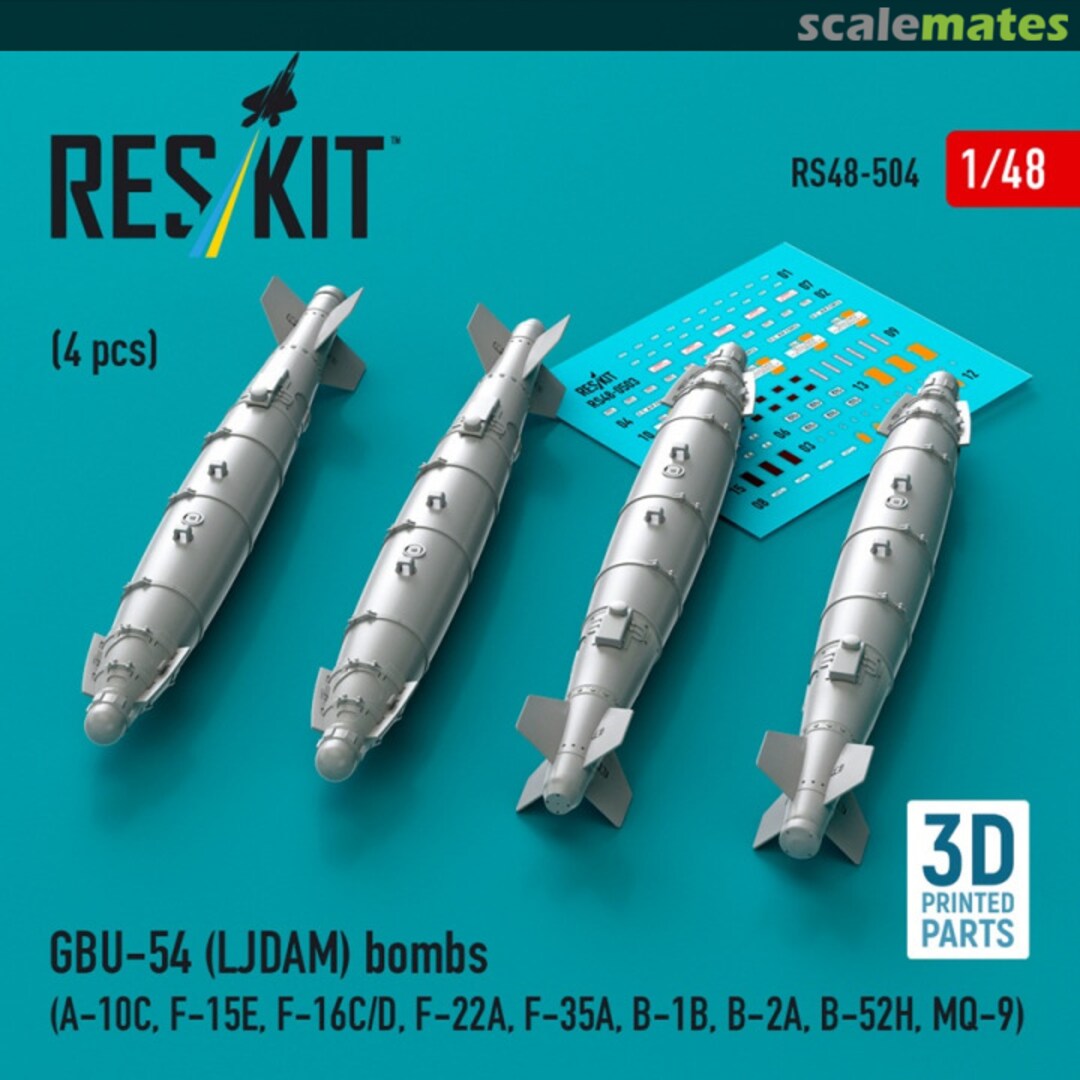 Boxart GBU-54 (LJDAM) bombs (4 pcs) (3D Printed) RS48-0504 ResKit