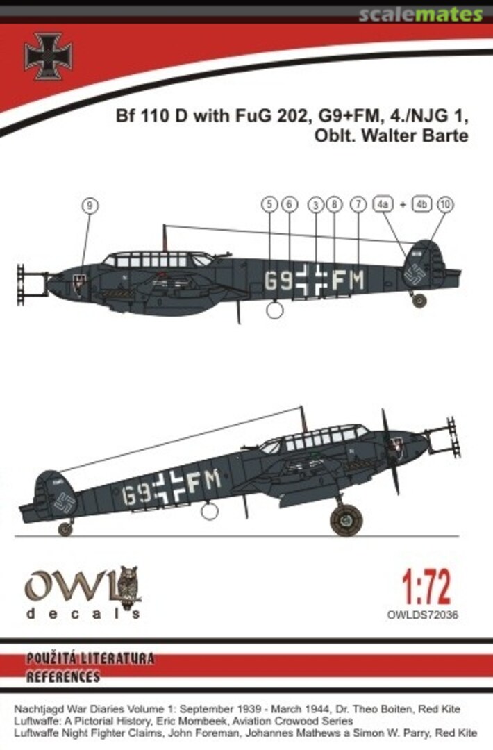 Boxart Bf 110 D with FuG 202, G9+FM, Walter Barte DS72036 OWL Boxart Bf 110 D with FuG 202, G9+FM, Walter Barte DS72036 OWL