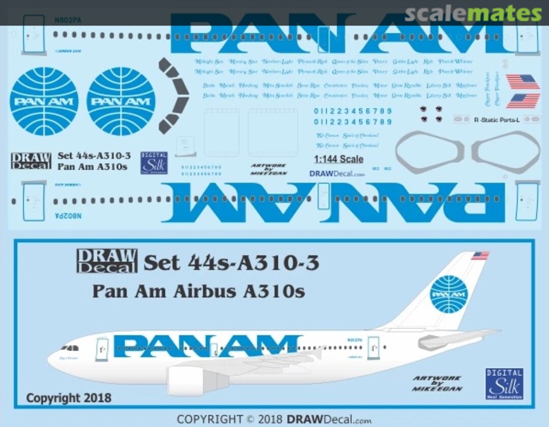 Boxart Pan Am A310s 44-A310-3 Draw Decal Boxart Pan Am A310s 44-A310-3 Draw Decal