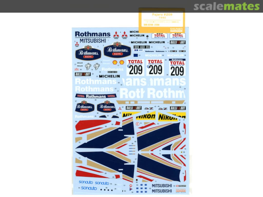 Boxart Mitsubishi Pajero Sonauto RalliArt Team sponsored by Rothmans #209 SHK-D298SE Shunko Models Boxart Mitsubishi Pajero Sonauto RalliArt Team sponsored by Rothmans #209 SHK-D298SE Shunko Models