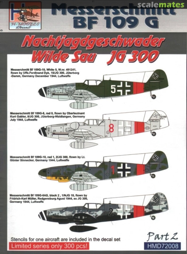 Boxart Messerschmitt Bf 109 G HMD72008 H-Models Decals Boxart Messerschmitt Bf 109 G HMD72008 H-Models Decals