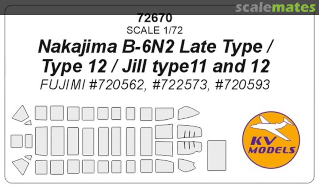 Boxart Nakajima B-6N2 Late Type / Type 12 / Jill Type 11 and 12 canopy masks 72670 KV Models Boxart Nakajima B-6N2 Late Type / Type 12 / Jill Type 11 and 12 canopy masks 72670 KV Models