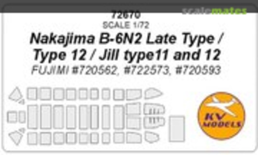 1:72 Nakajima B-6N2 Late Type / Type 12 / Jill Type 11 and 12 canopy masks (KV Models 72670) 72670