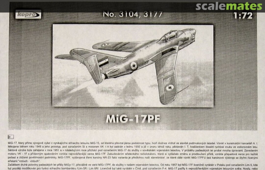 Boxart MiG-17PF Fresco-D 3104 Kopro Boxart MiG-17PF Fresco-D 3104 Kopro