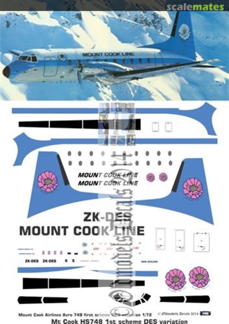 Boxart Mt Cook - HS748 1st scheme ZK-DES OMD0298 Oldmodels Decals Boxart Mt Cook - HS748 1st scheme ZK-DES OMD0298 Oldmodels Decals
