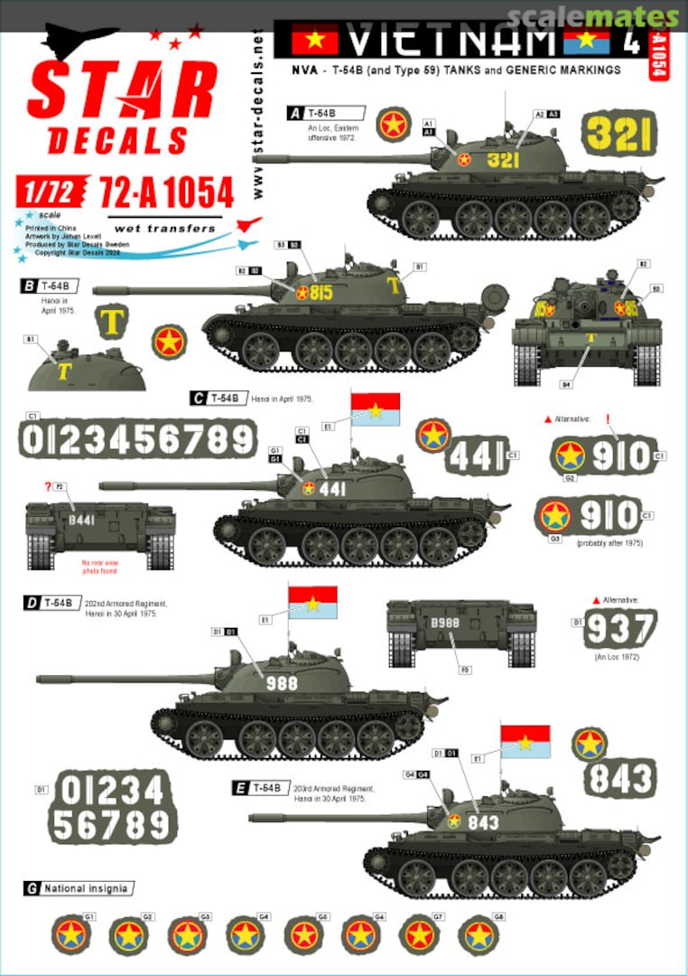 Boxart Vietnam # 4. NVA 72-A1054 Star Decals Boxart Vietnam # 4. NVA 72-A1054 Star Decals