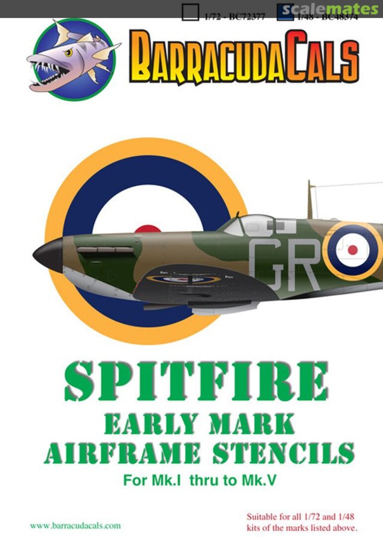 Boxart Spitfire Early Mark Airframe Stencils BC48374 Barracuda Studios Boxart Spitfire Early Mark Airframe Stencils BC48374 Barracuda Studios