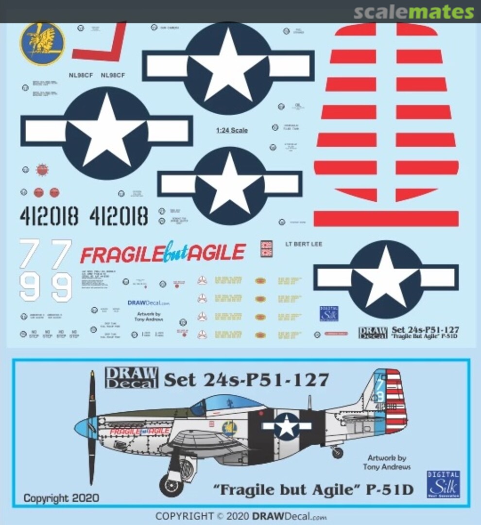 Boxart “Fragile but Agile” P-51D 24-P51-127 Draw Decal Boxart “Fragile but Agile” P-51D 24-P51-127 Draw Decal