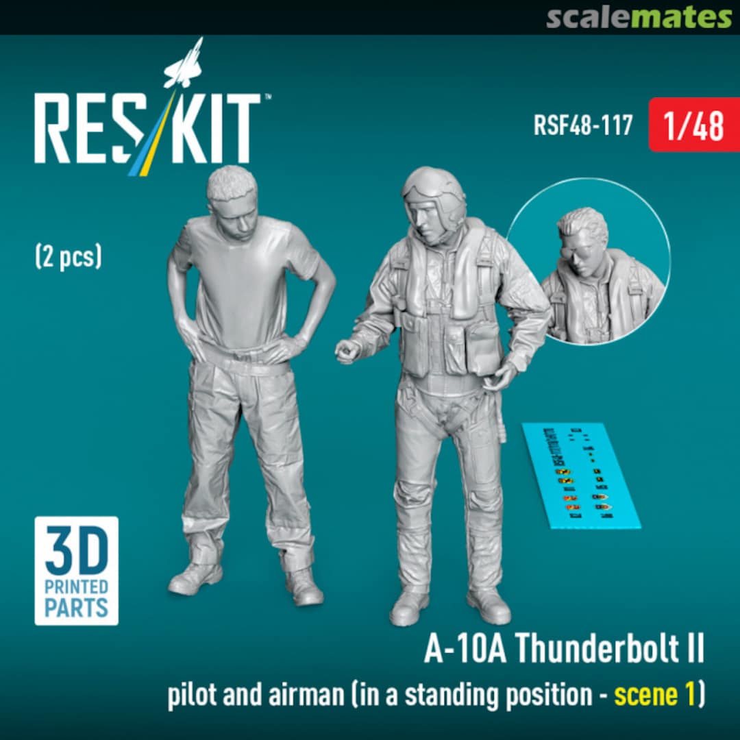 Boxart A-10А Thunderbolt II pilot and airman (in a standing position - scene 1) (2 pcs) (3D Printed) RSF48-0117 ResKit Boxart A-10А Thunderbolt II pilot and airman (in a standing position - scene 1) (2 pcs) (3D Printed) RSF48-0117 ResKit