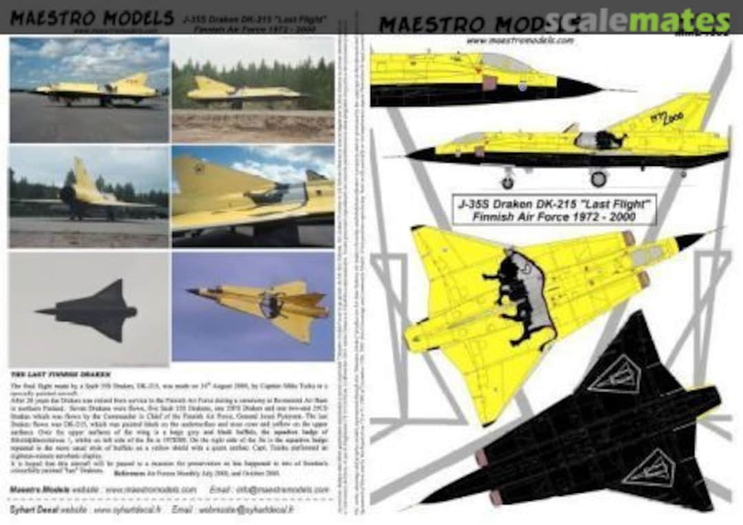 Boxart J35S Draken DK-215 Last flight MMD4802 Maestro Models Boxart J35S Draken DK-215 Last flight MMD4802 Maestro Models