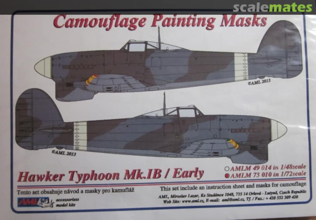 Boxart Hawker Typhoon Mk.IB/Early AMLM 73 010 AML Boxart Hawker Typhoon Mk.IB/Early AMLM 73 010 AML