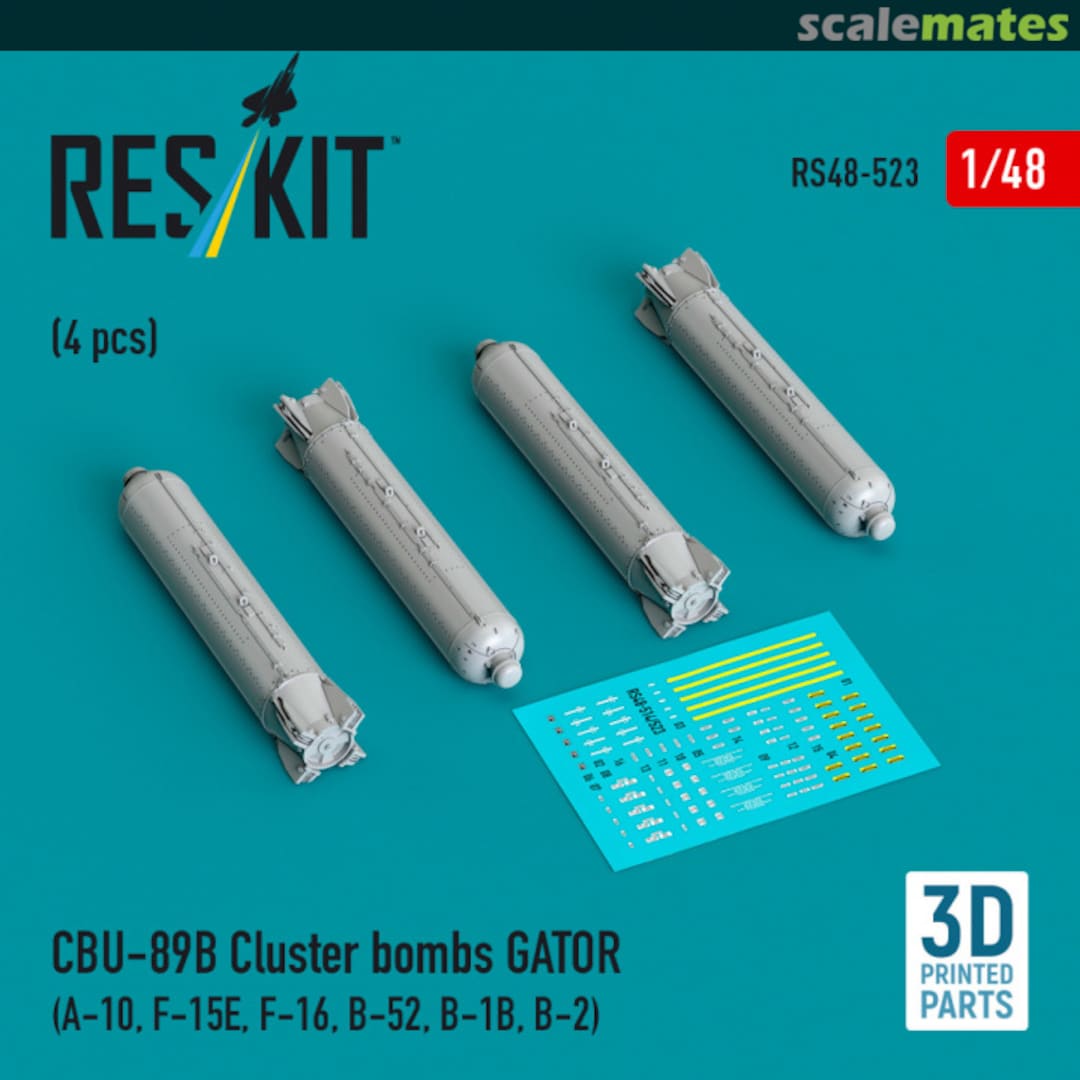 Boxart CBU-89B GATOR cluster bombs (4 pcs) (A-10, F-15E, F-16, B-52, B-1B, B-2) (3D Printed) RS48-0523 ResKit Boxart CBU-89B GATOR cluster bombs (4 pcs) (A-10, F-15E, F-16, B-52, B-1B, B-2) (3D Printed) RS48-0523 ResKit