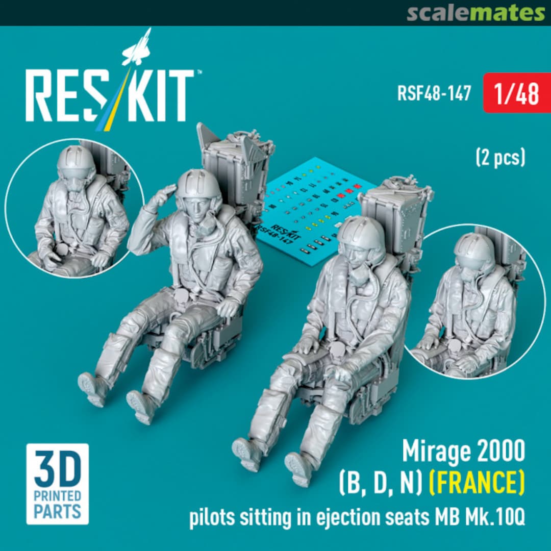 Boxart Mirage 2000 (B, D, N) (France) pilots sitting in ejection seats MB Mk.10Q (2 pcs) (3D Printed) RSF48-0147 ResKit Boxart Mirage 2000 (B, D, N) (France) pilots sitting in ejection seats MB Mk.10Q (2 pcs) (3D Printed) RSF48-0147 ResKit