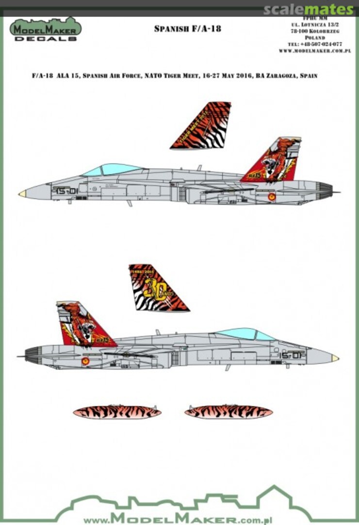 Boxart SPAIN F/A-18 30 YEARS OF ALA 15 - NATO TIGER MEET 2016 D72090 ModelMaker Boxart SPAIN F/A-18 30 YEARS OF ALA 15 - NATO TIGER MEET 2016 D72090 ModelMaker