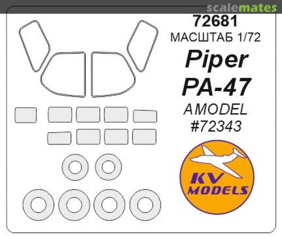 Boxart Painting masks for Piper PA-47 + wheels masks 72681 KV Models Boxart Painting masks for Piper PA-47 + wheels masks 72681 KV Models