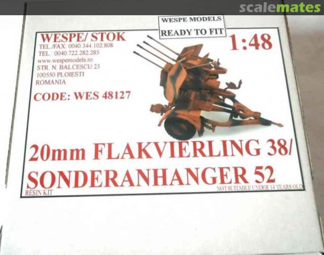 Boxart 20mm Flakvierling 38 / Sonderanhänger 52 WES 48127 Wespe Models