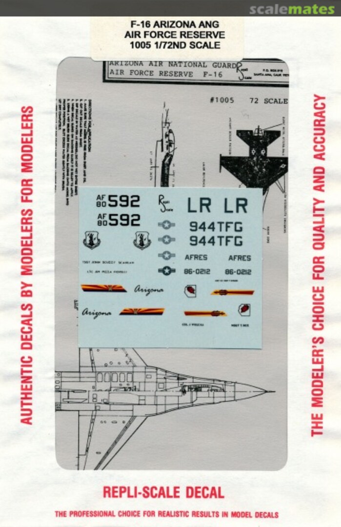 Boxart F-16 Arizona ANG Air Force Reserve 1005 Repli-scale Boxart F-16 Arizona ANG Air Force Reserve 1005 Repli-scale