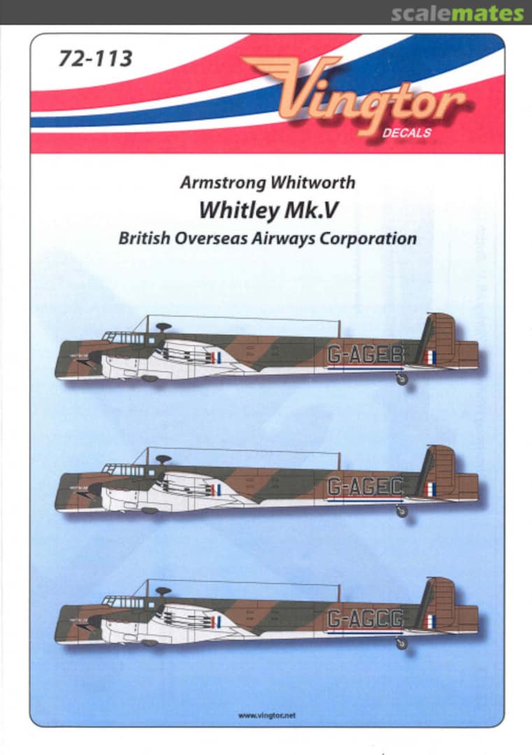 Boxart Armstrong Withworth Whitley Mk.V 72-113 Vingtor Decals Boxart Armstrong Withworth Whitley Mk.V 72-113 Vingtor Decals