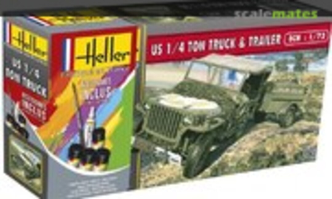 1:72 US 1/4 Ton Truck & Trailer (Heller 56997)