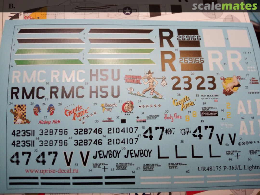 Contents P-38J/L Lightning with stencils UR32175 UpRise Decal Contents P-38J/L Lightning with stencils UR32175 UpRise Decal
