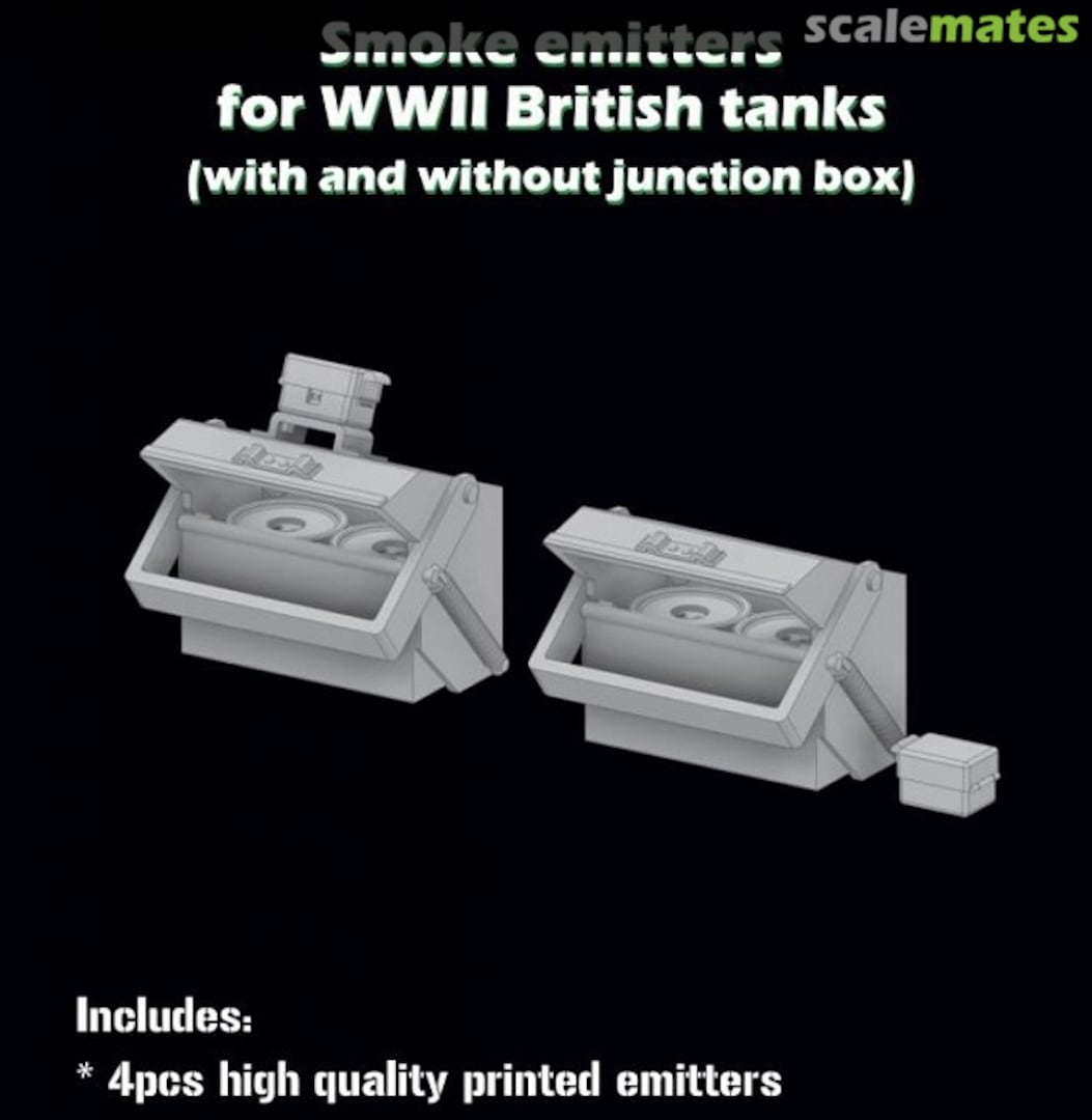 Boxart Smoke emitters for WW II British tanks 3D018 SBS Model Boxart Smoke emitters for WW II British tanks 3D018 SBS Model