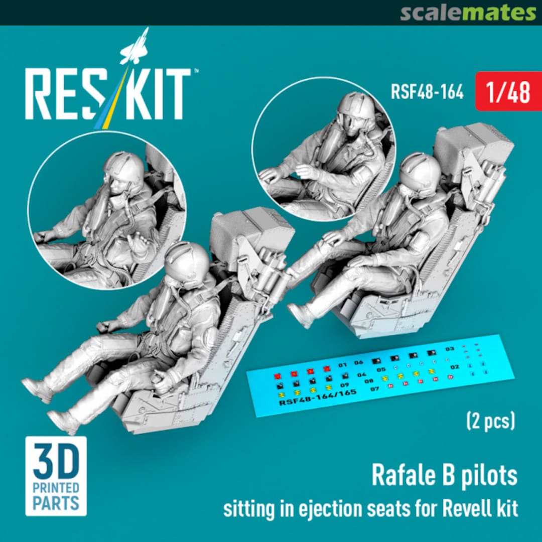 Boxart Rafale B pilots sitting in ejection seats (2 pcs) (3D Printed) RSF48-0164 ResKit Boxart Rafale B pilots sitting in ejection seats (2 pcs) (3D Printed) RSF48-0164 ResKit