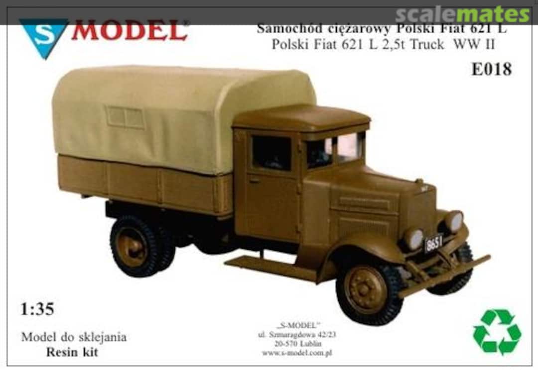 Boxart Polski Fiat 621 L 2,5 t Lorry E018 S-Model (Poland) Boxart Polski Fiat 621 L 2,5 t Lorry E018 S-Model (Poland)