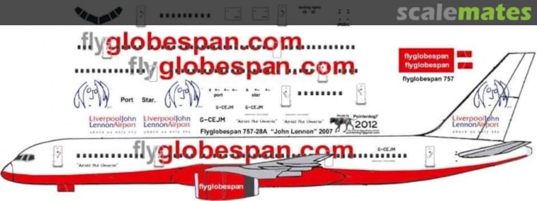 Boxart Boeing 757-28A flyglobespan "John Lennon" 757-28A Pointerdog Decals