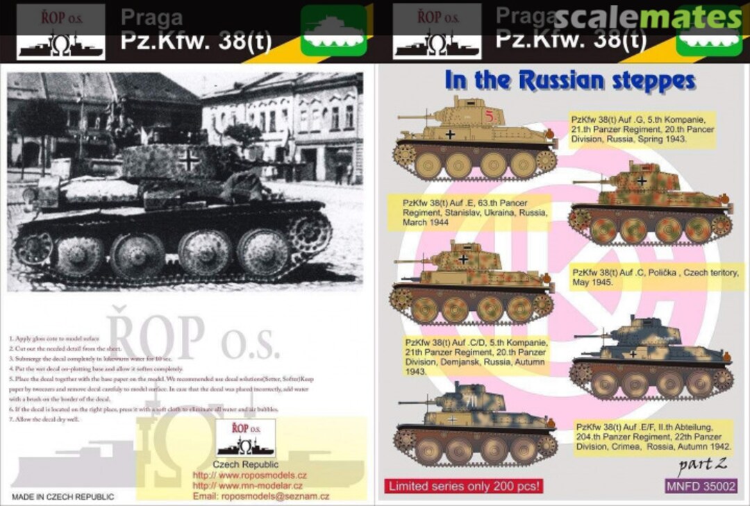 Boxart PRAGA PZ.KPFW. 38(T) - IN THE RUSSIAN STEPPES MNFDT35002 ROP o.s. Boxart PRAGA PZ.KPFW. 38(T) - IN THE RUSSIAN STEPPES MNFDT35002 ROP o.s.