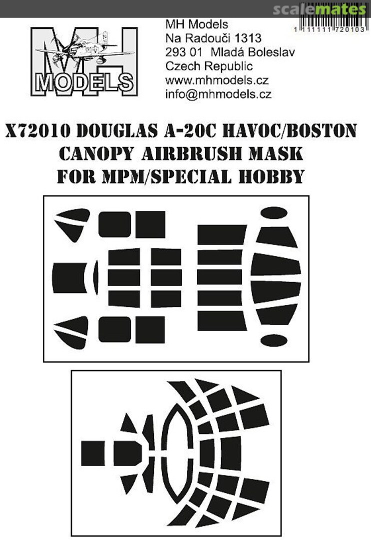 Boxart Douglas A-20C Havoc/Boston Canopy Airbrush Mask X72010 MH Models Boxart Douglas A-20C Havoc/Boston Canopy Airbrush Mask X72010 MH Models
