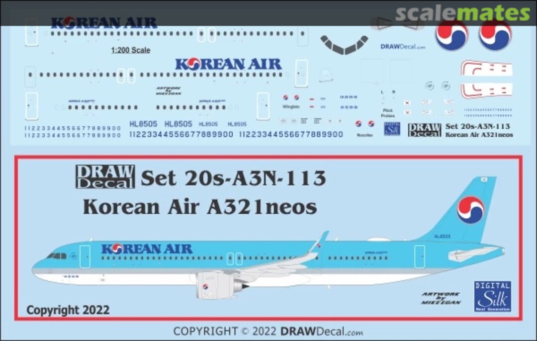 Boxart Korean Air A321neos 20-A3N-113 Draw Decal Boxart Korean Air A321neos 20-A3N-113 Draw Decal