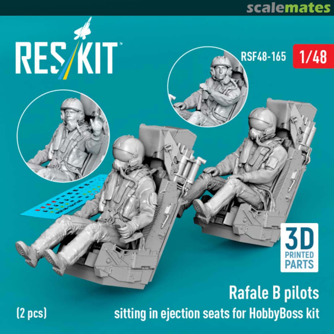 Boxart Rafale B pilots sitting in ejection seats (2 pcs) (3D Printed) RSF48-0165 ResKit