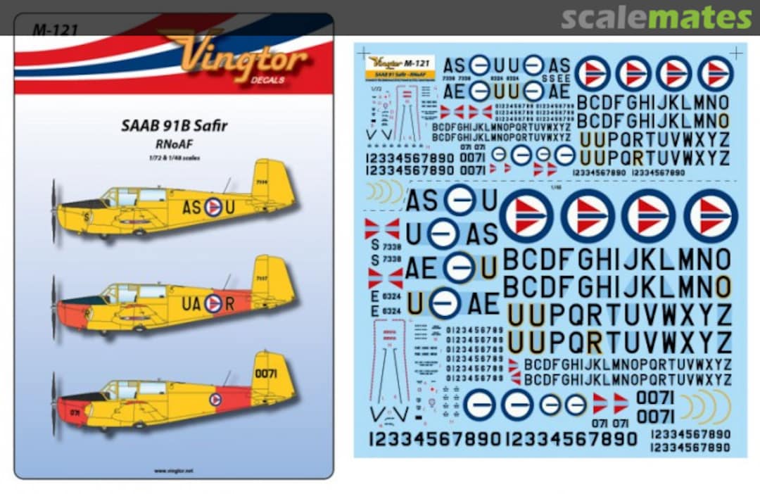Boxart Saab 91B Safir M-121 Vingtor Decals