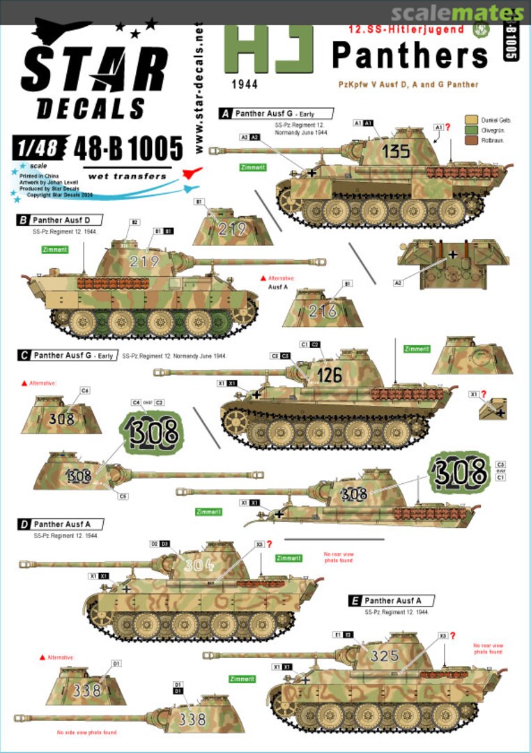 Boxart HJ 12.SS-Hitlerjugend Panthers 1944 48-B 1005 Star Decals Boxart HJ 12.SS-Hitlerjugend Panthers 1944 48-B 1005 Star Decals