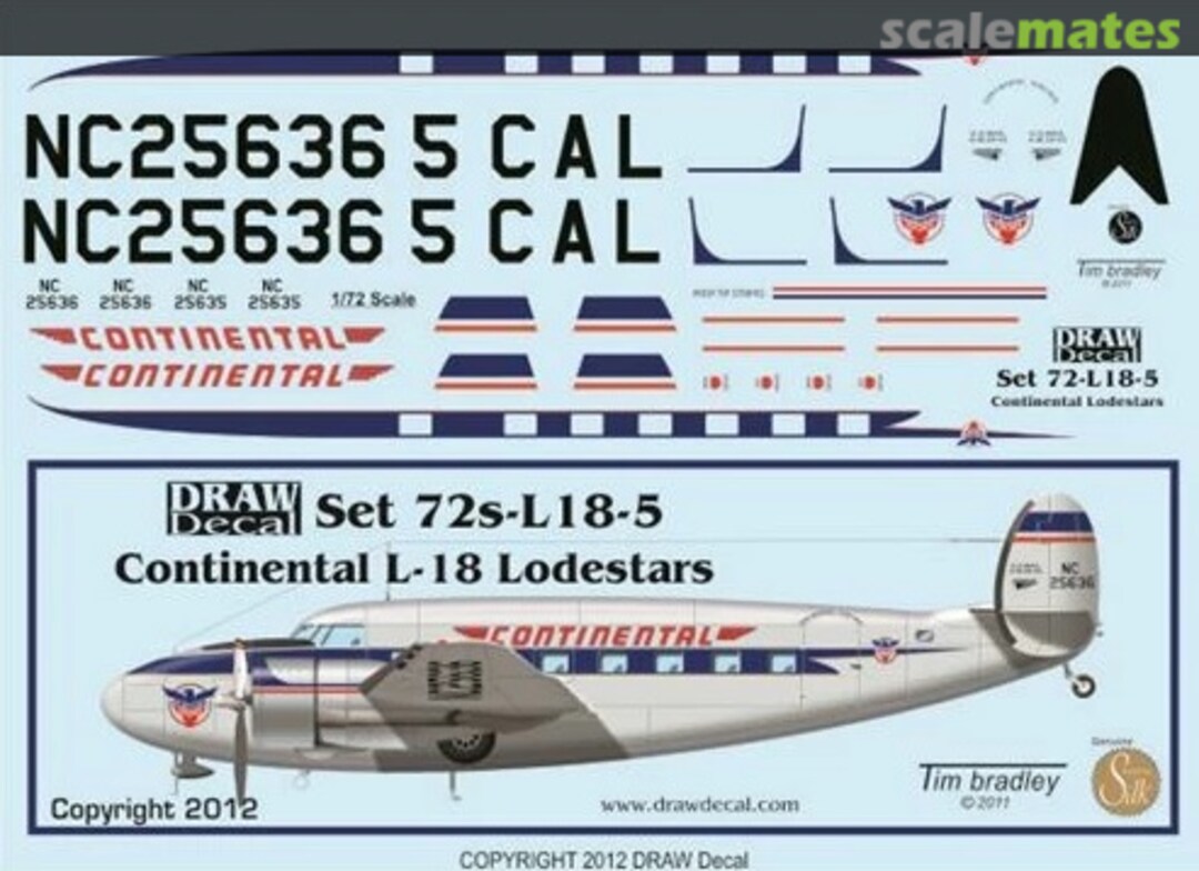 Boxart Continental Airlines L-18 Lodestars 72-L18-5 Draw Decal Boxart Continental Airlines L-18 Lodestars 72-L18-5 Draw Decal