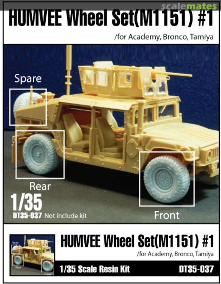 Boxart Humvee Wheel Set (M1151) #1 (for Academy/Bronco/Tamiya) DT35-037 Division Miniature