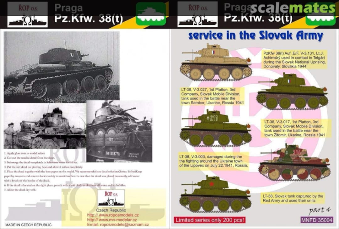 Boxart PRAGA PZ.KPFW. 38(T) - SERVICE IN THE SLOVAK ARMY MNFDT35004 ROP o.s. Boxart PRAGA PZ.KPFW. 38(T) - SERVICE IN THE SLOVAK ARMY MNFDT35004 ROP o.s.