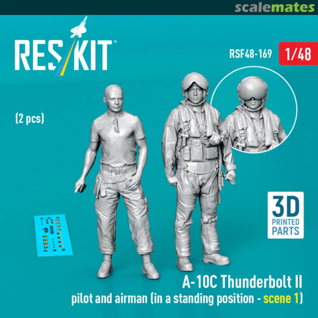 Boxart A-10C Thunderbolt II pilot and airman (in a standing position - scene 1) (2 pcs) (3D Printed) RSF48-0169 ResKit