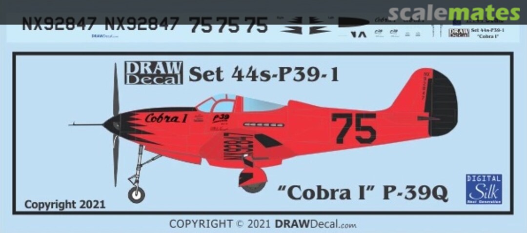 Boxart “Cobra I” P-39Q 44-P39-1 Draw Decal