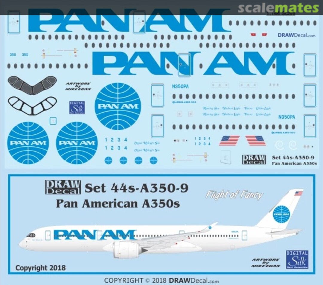 Boxart Pan Am “Flight of Fancy” Airbus A350-900s 44-A350-9 Draw Decal Boxart Pan Am “Flight of Fancy” Airbus A350-900s 44-A350-9 Draw Decal