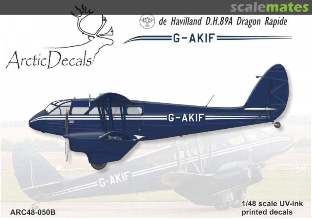 Boxart DH.89A Rapide G-AKIF ARC48-050B Arctic Decals Boxart DH.89A Rapide G-AKIF ARC48-050B Arctic Decals