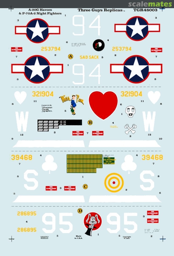 Boxart A-20G Havocs & P-70A-2 Night Fighters TGR48003 Three Guys Replicas Boxart A-20G Havocs & P-70A-2 Night Fighters TGR48003 Three Guys Replicas