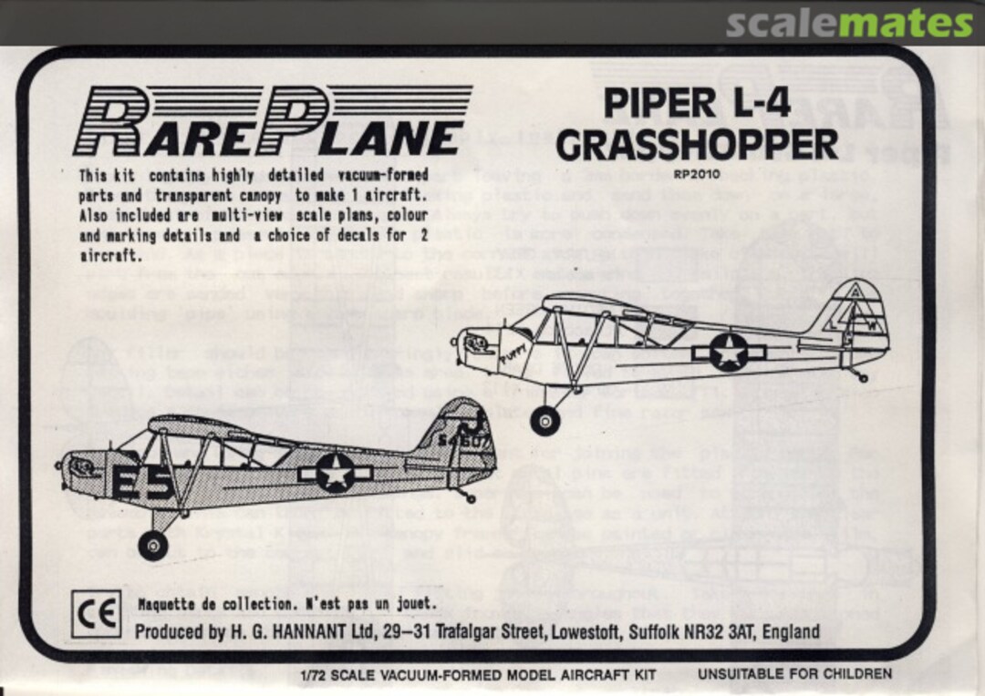 Boxart Piper L-4 Grasshopper RP2010 RarePlane