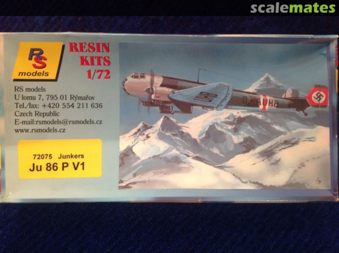 Boxart Junkers Ju 86 P V1 72075 RS Models Boxart Junkers Ju 86 P V1 72075 RS Models