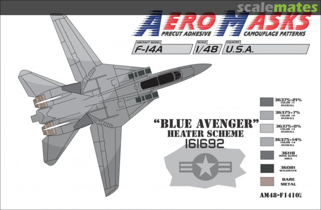 Boxart F-14A USA Blue Avenger Heater scheme AM48-F1410 AeroMasks Boxart F-14A USA Blue Avenger Heater scheme AM48-F1410 AeroMasks