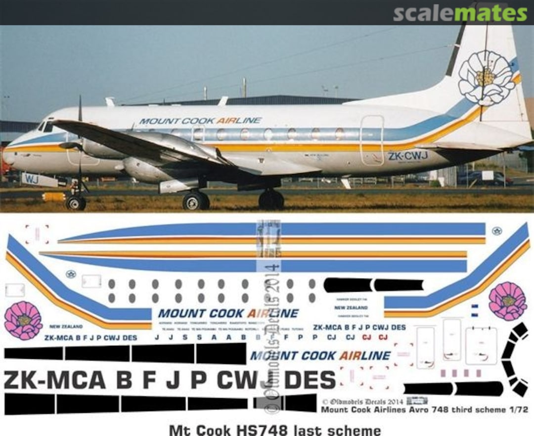 Boxart Mt Cook - HS748 3rd scheme OMD0302 Oldmodels Decals Boxart Mt Cook - HS748 3rd scheme OMD0302 Oldmodels Decals