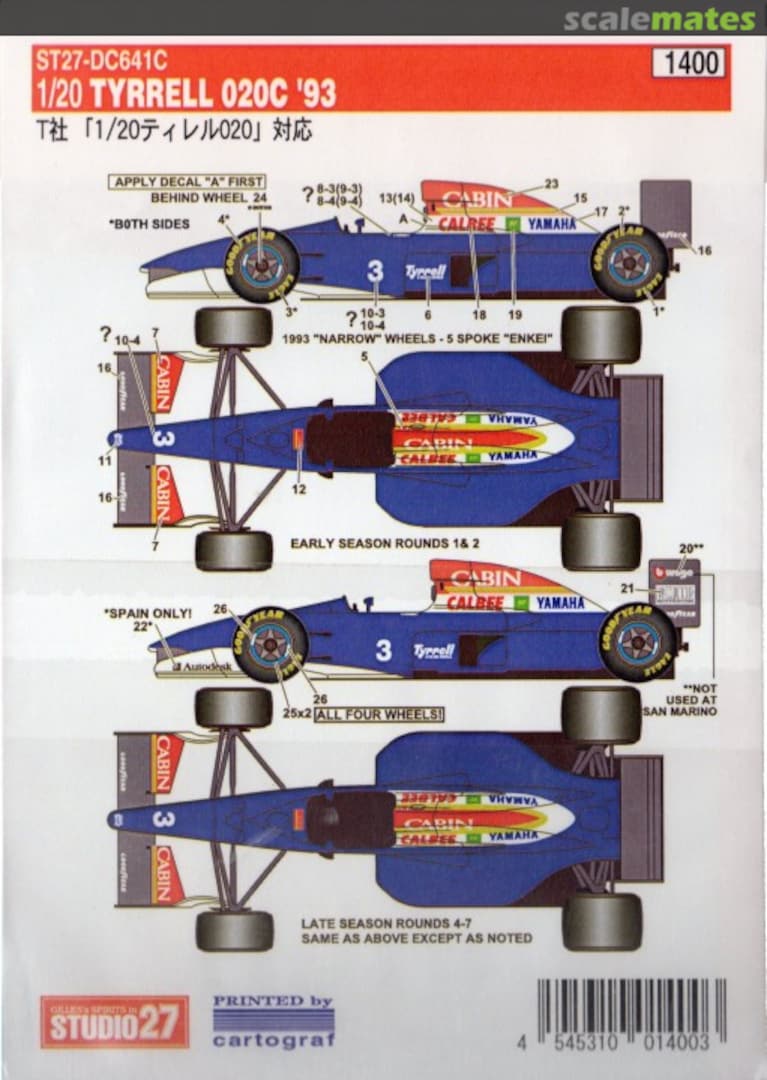 Boxart Tyrrell 020C ST27-DC641C Studio27 Boxart Tyrrell 020C ST27-DC641C Studio27