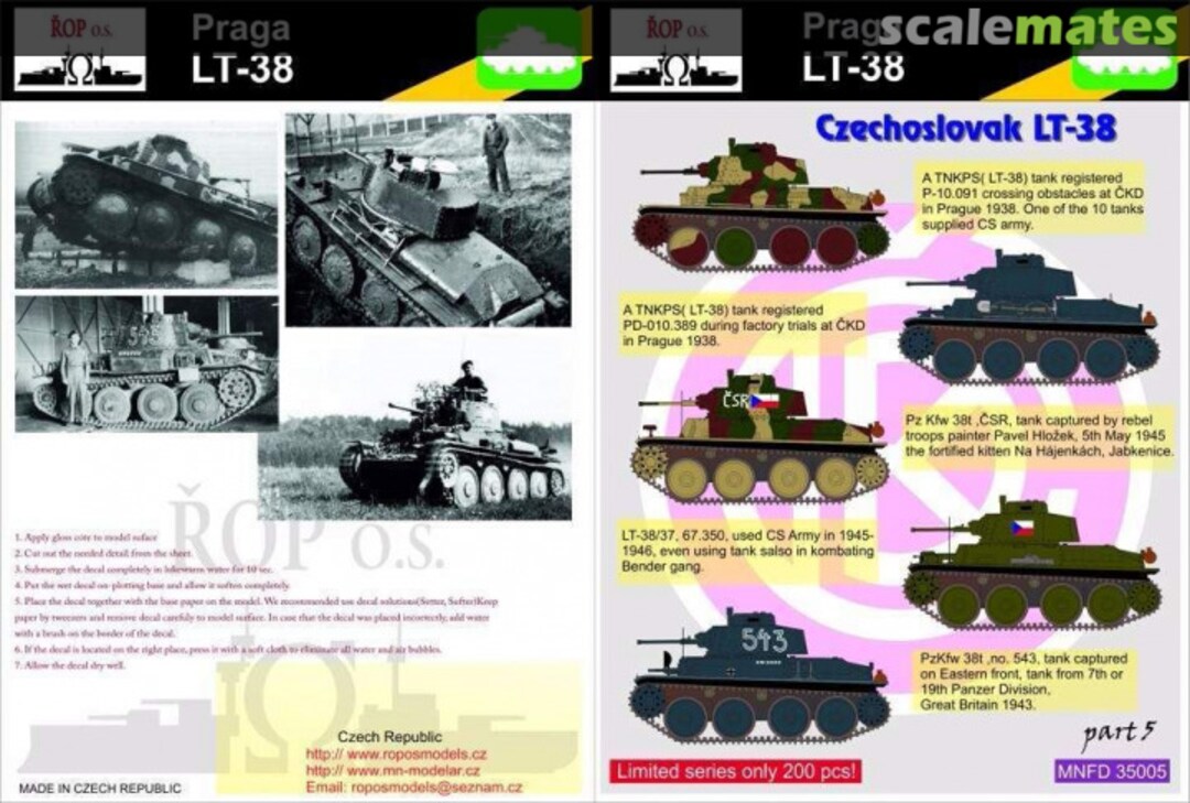 Boxart PRAGA LT-38 - CZECHOSLOVAK LT-38 MNFDT35005 ROP o.s. Boxart PRAGA LT-38 - CZECHOSLOVAK LT-38 MNFDT35005 ROP o.s.