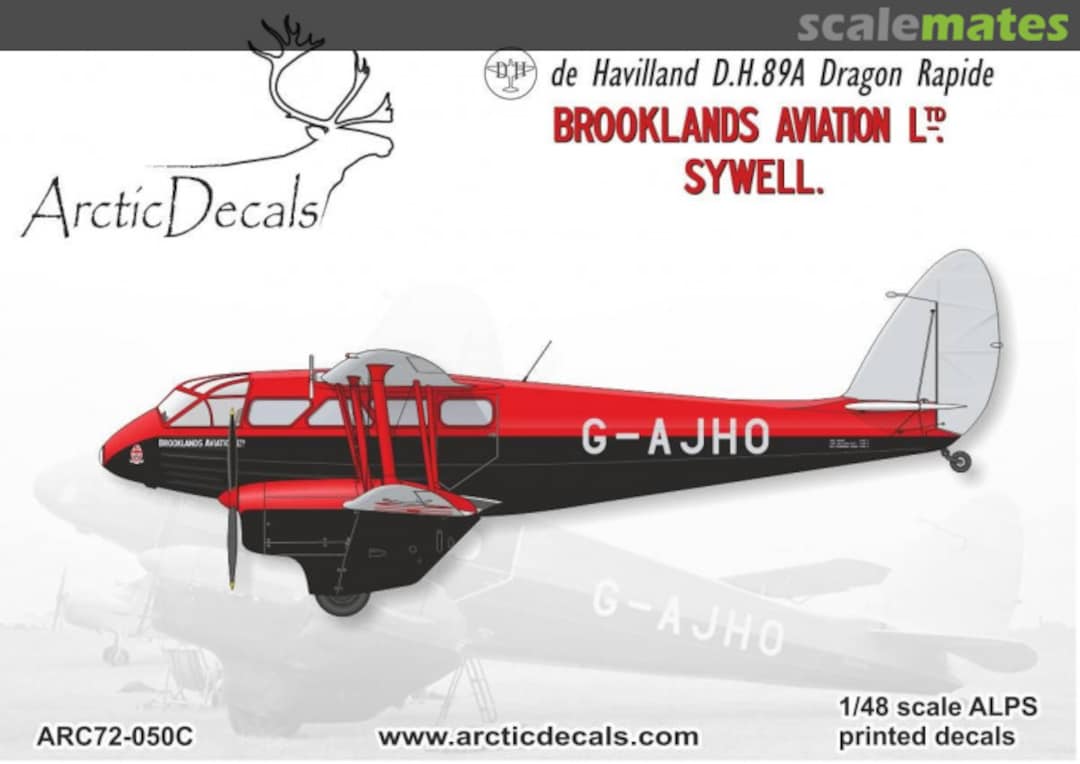 Boxart DH.89A Rapide Brooklands Aviation Ltd. ARC48-050C Arctic Decals Boxart DH.89A Rapide Brooklands Aviation Ltd. ARC48-050C Arctic Decals