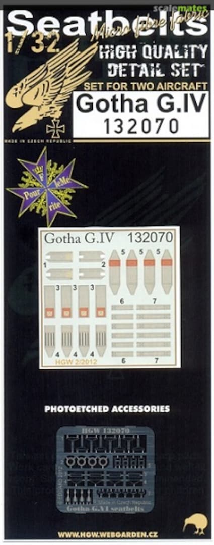 Boxart GOTHA G.IV - Seatbelts 132070 HGW Models